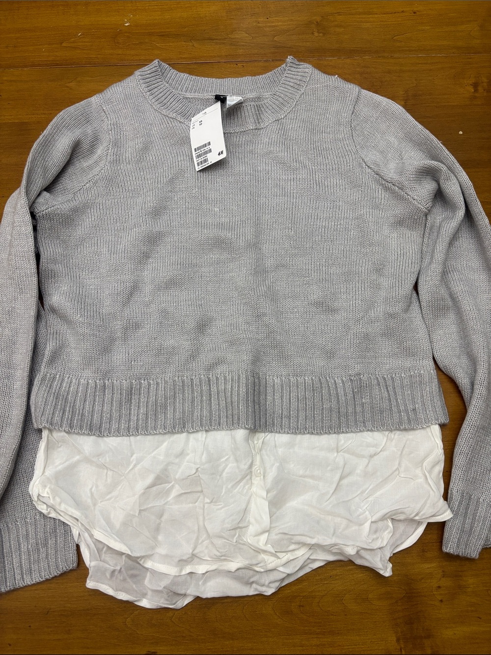 Women's Layered Hem Sweater - Light Gray by